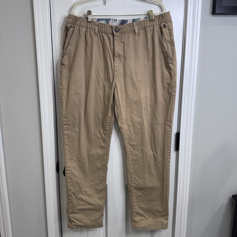 Chubbies Khakis Mens Tan Elastic Waist Chino Pants 2XL Regular Fit Beachcore